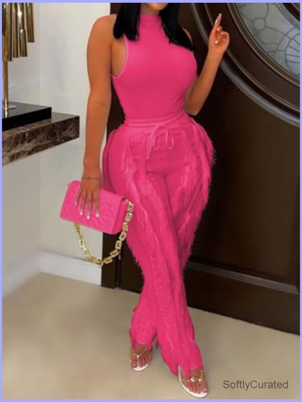 Sexy Fringe Pants Set 2 Piece Outfits Club Party Crop Top - Picture 2 of 7